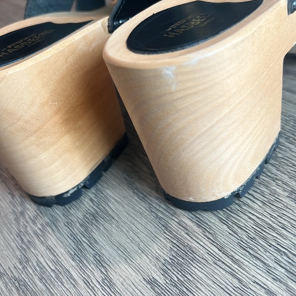 Swedish Hasbeens Wooden Strappy Leather Velcro Slip-On Platform Sandal - Picture 10 of 11